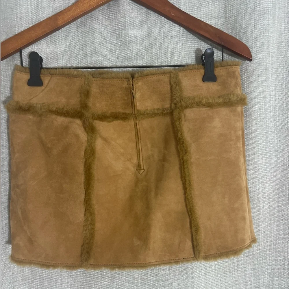 Women’s Festival Y2K UGG Australia Suede Fur Lined Mini Skirt Brown Size Small‎